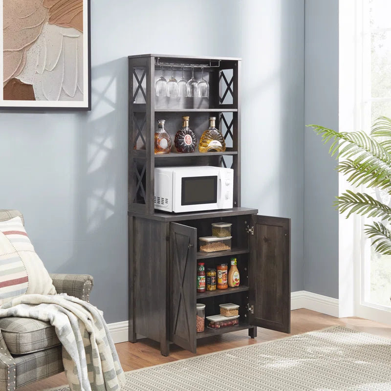 Microwave Stands: Kitchen Hutch with Microwave Stand Metal Frame