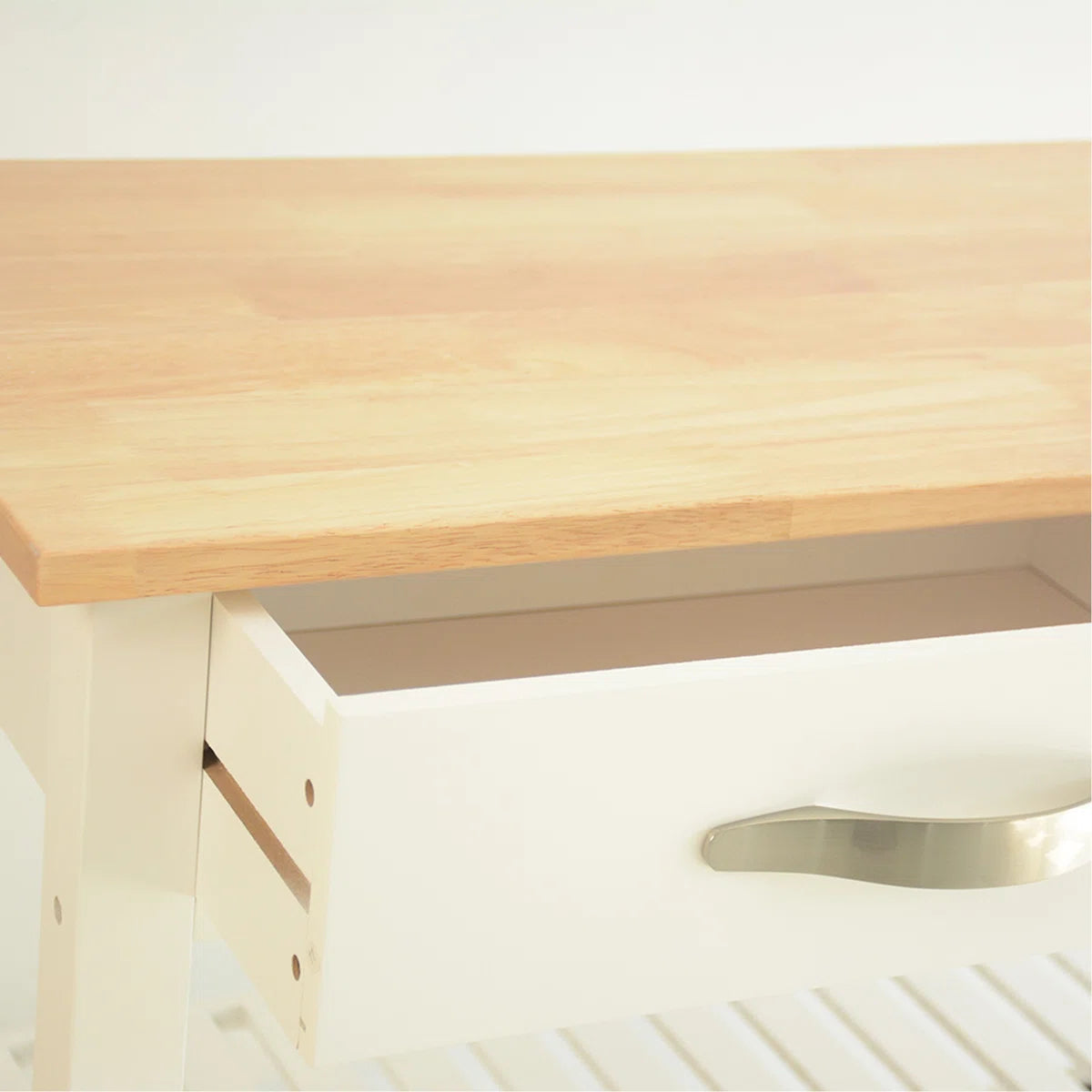 Kitchen Island Table: 45" Wide Solid Wood Kitchen Cart with Drawers, Shelves & Towel Rack