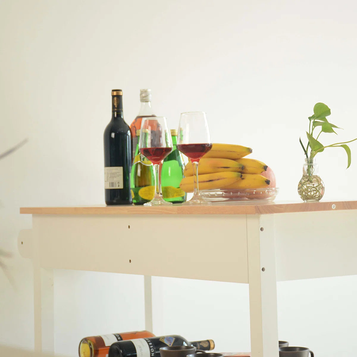 Kitchen Island Table: 45" Wide Solid Wood Kitchen Cart with Drawers, Shelves & Towel Rack