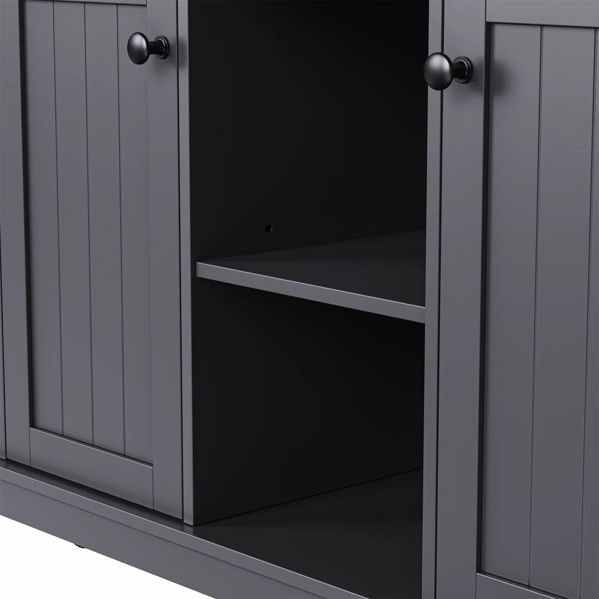 Kitchen Island Table: 53.14'' Modern Farmhouse Kitchen Cart with Drop Leaf, Barn Doors & Charging Station