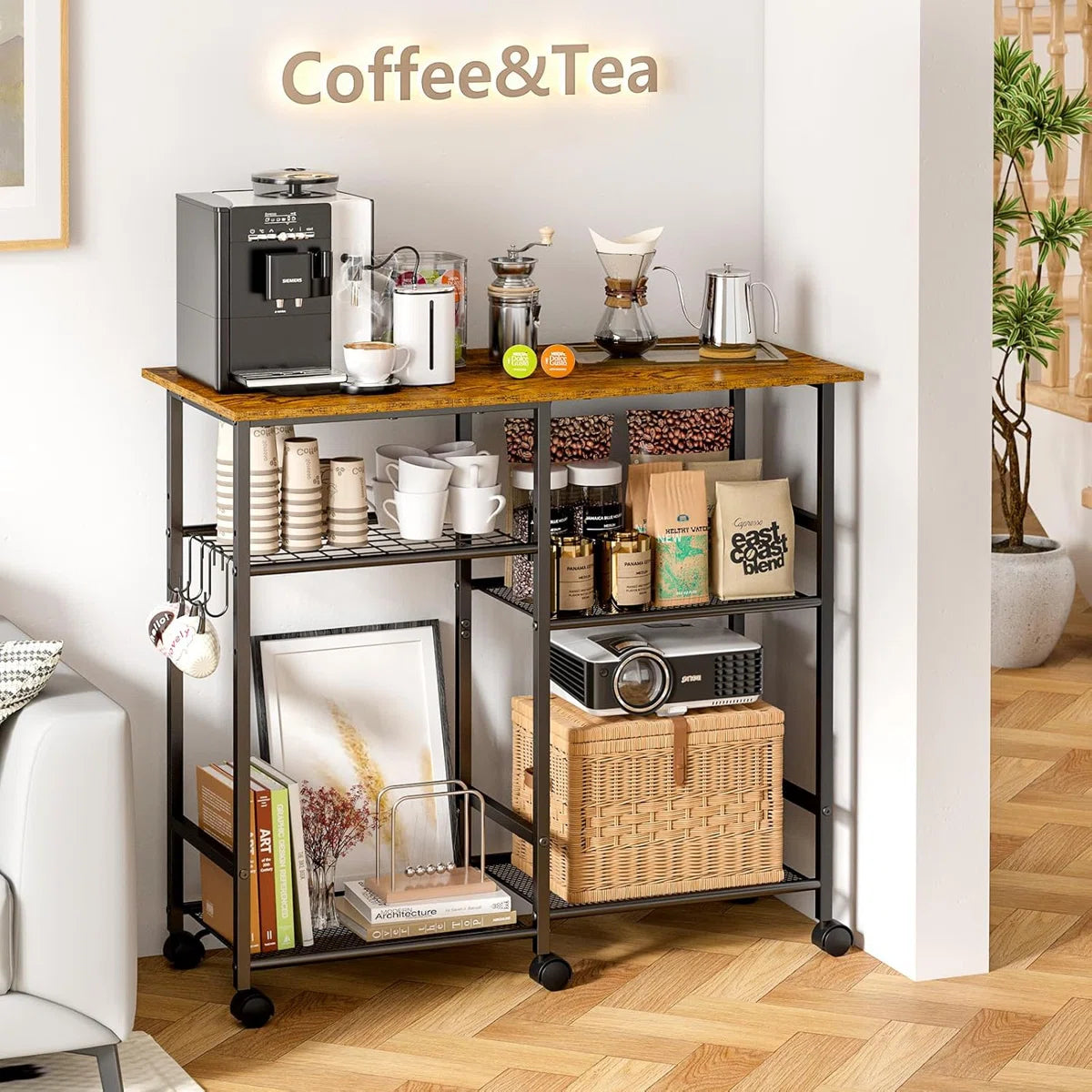Kitchen Racks: Kitchen Microwave Cart, and Microwave Stand with Adjustable Shelf Rolling Storage Kitchen Baker's Rack with Wheels Living Room Cart Organizer Shelf