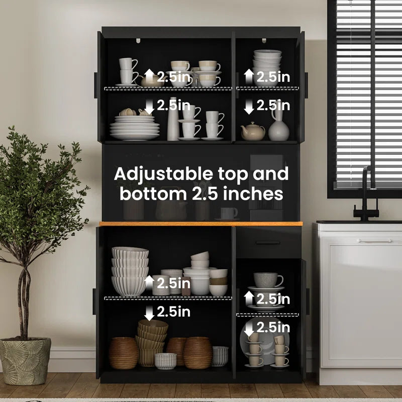Microwave Stands: 71" Kitchen Pantry and Microwave Stand Combo with Built-in Power Outlet