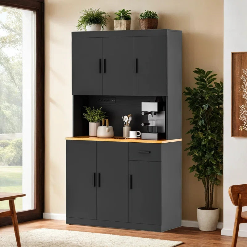 Microwave Stands: 71" Kitchen Pantry and Microwave Stand Combo with Built-in Power Outlet