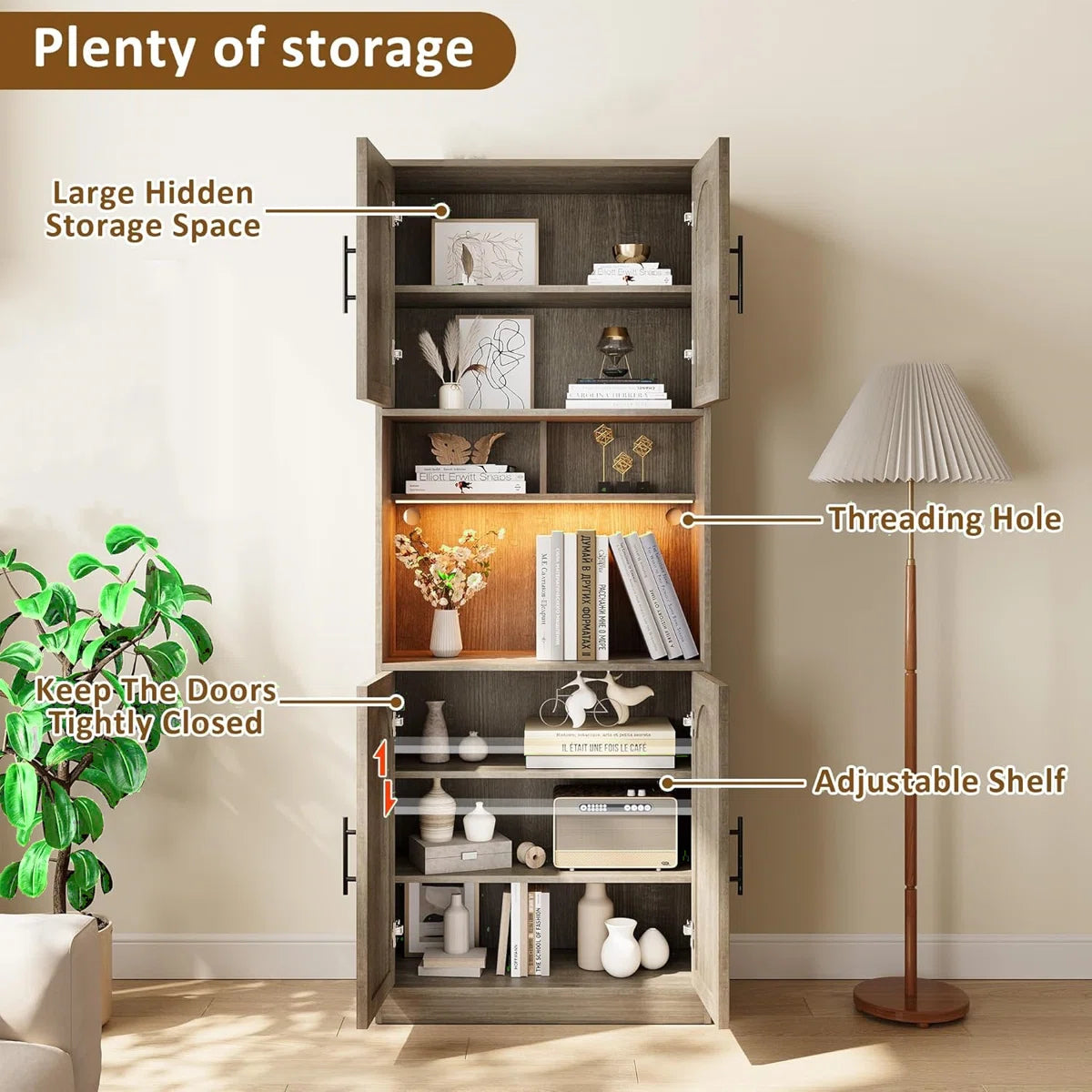 Microwave Stands: Stylish Microwave Stands with Cabinet and LED Lighting