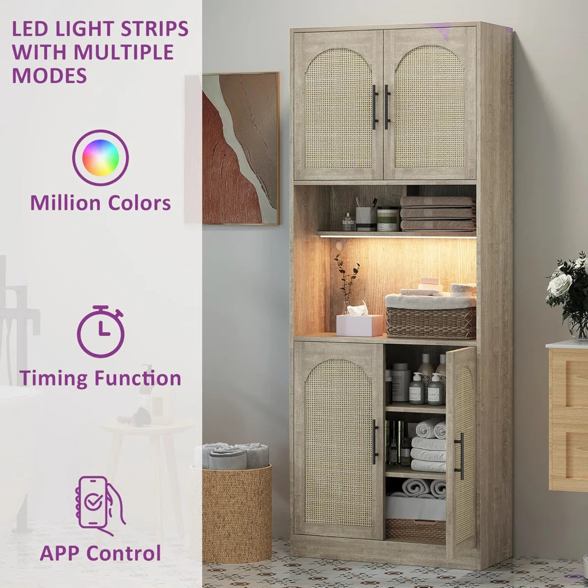 Microwave Stands: Stylish Microwave Stands with Cabinet and LED Lighting