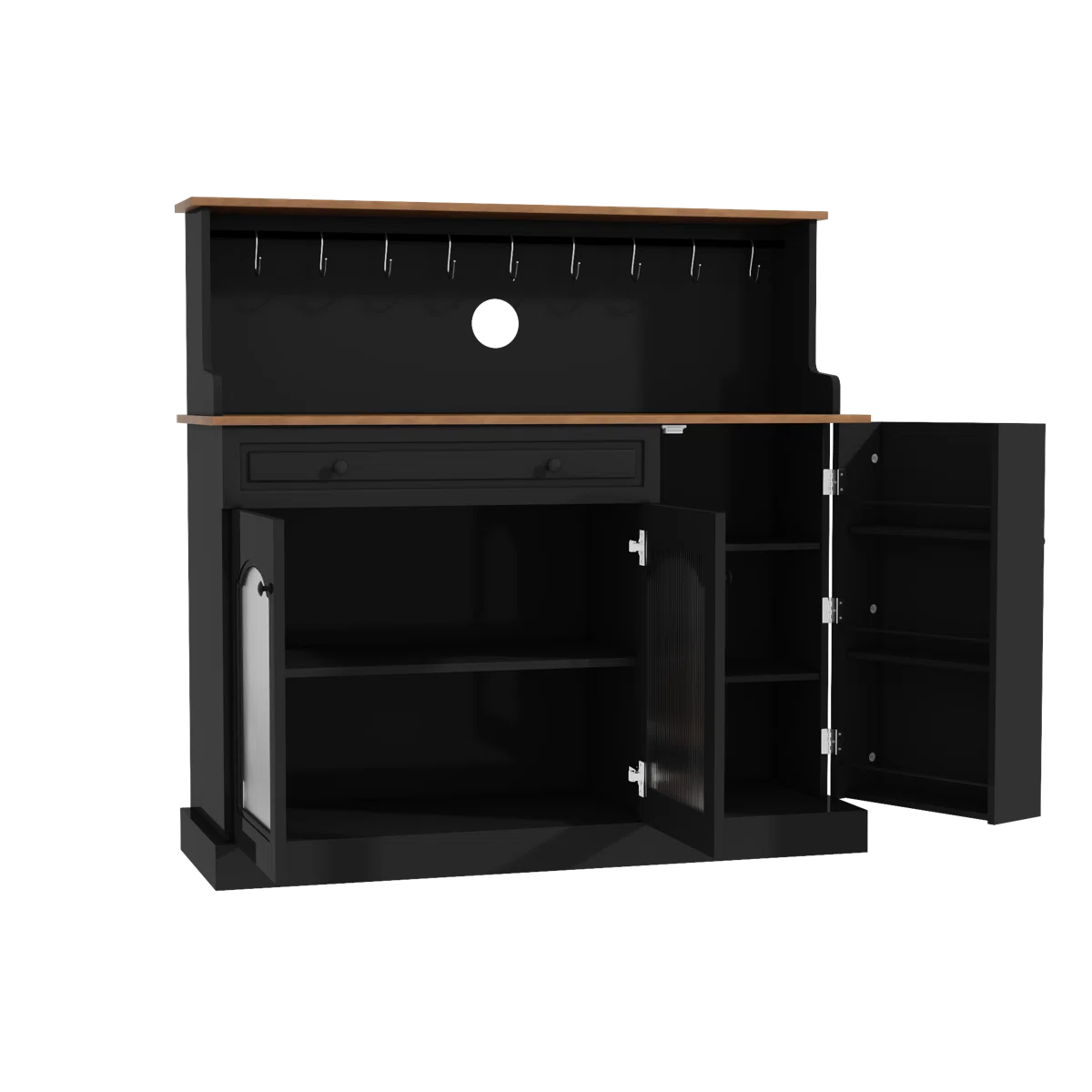 Microwave Stands: Glass-doored Kitchen Pantry Cabinet & Hutch storage