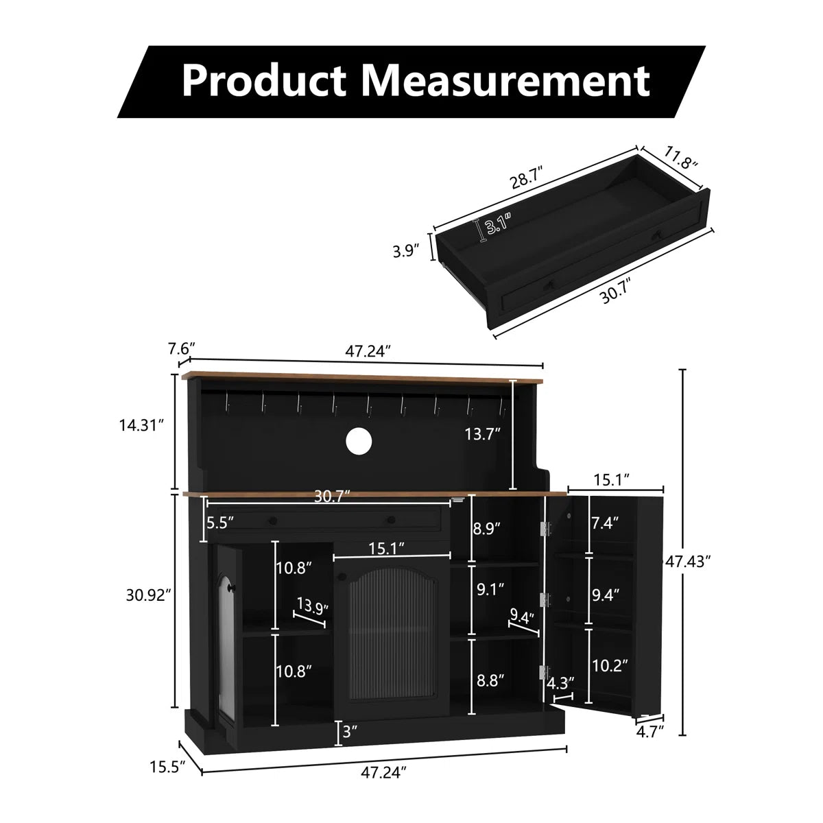 Microwave Stands: Glass-doored Kitchen Pantry Cabinet & Hutch storage