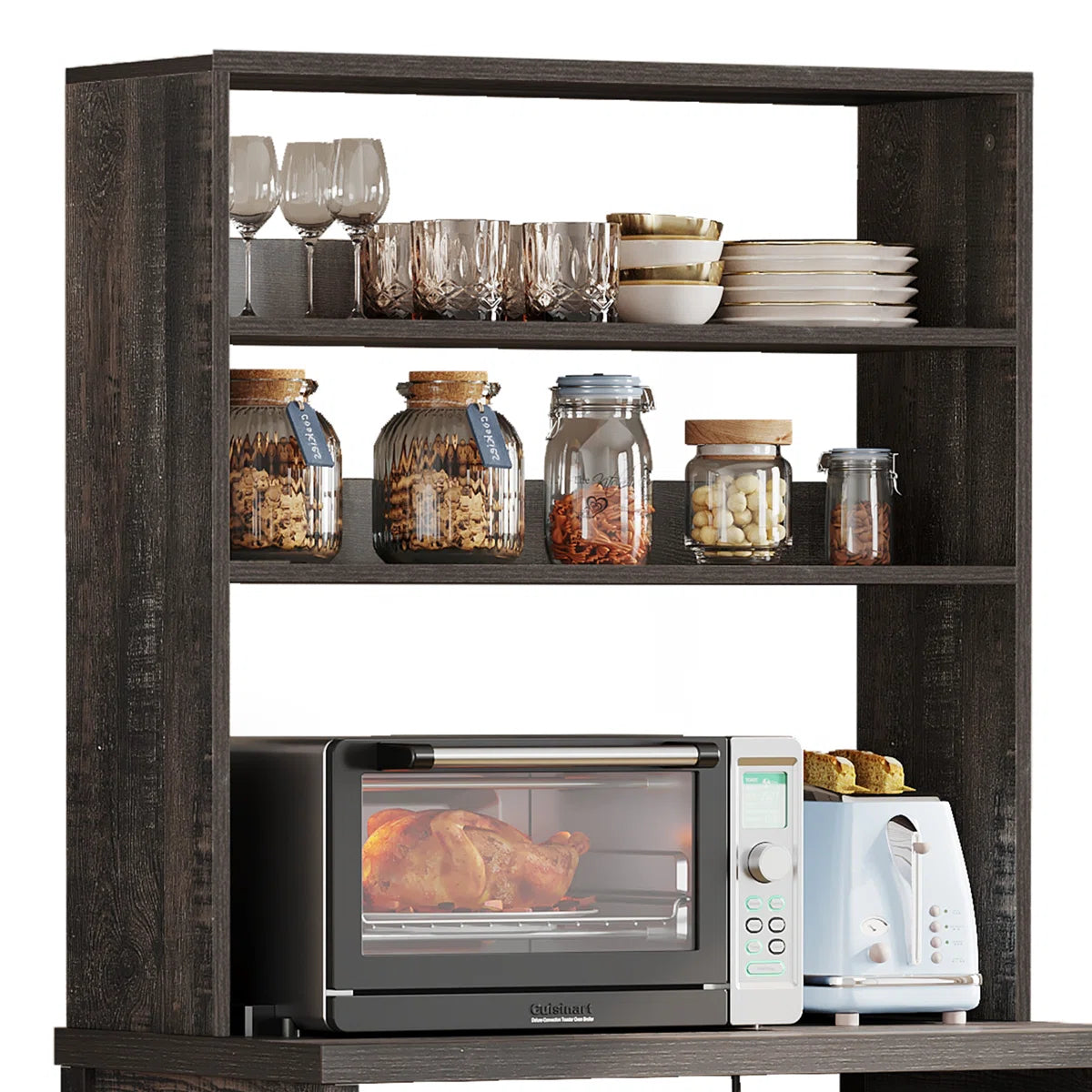 Kitchen Racks: 31.4'' Wooden Baker's Rack Suitable for Microwaves