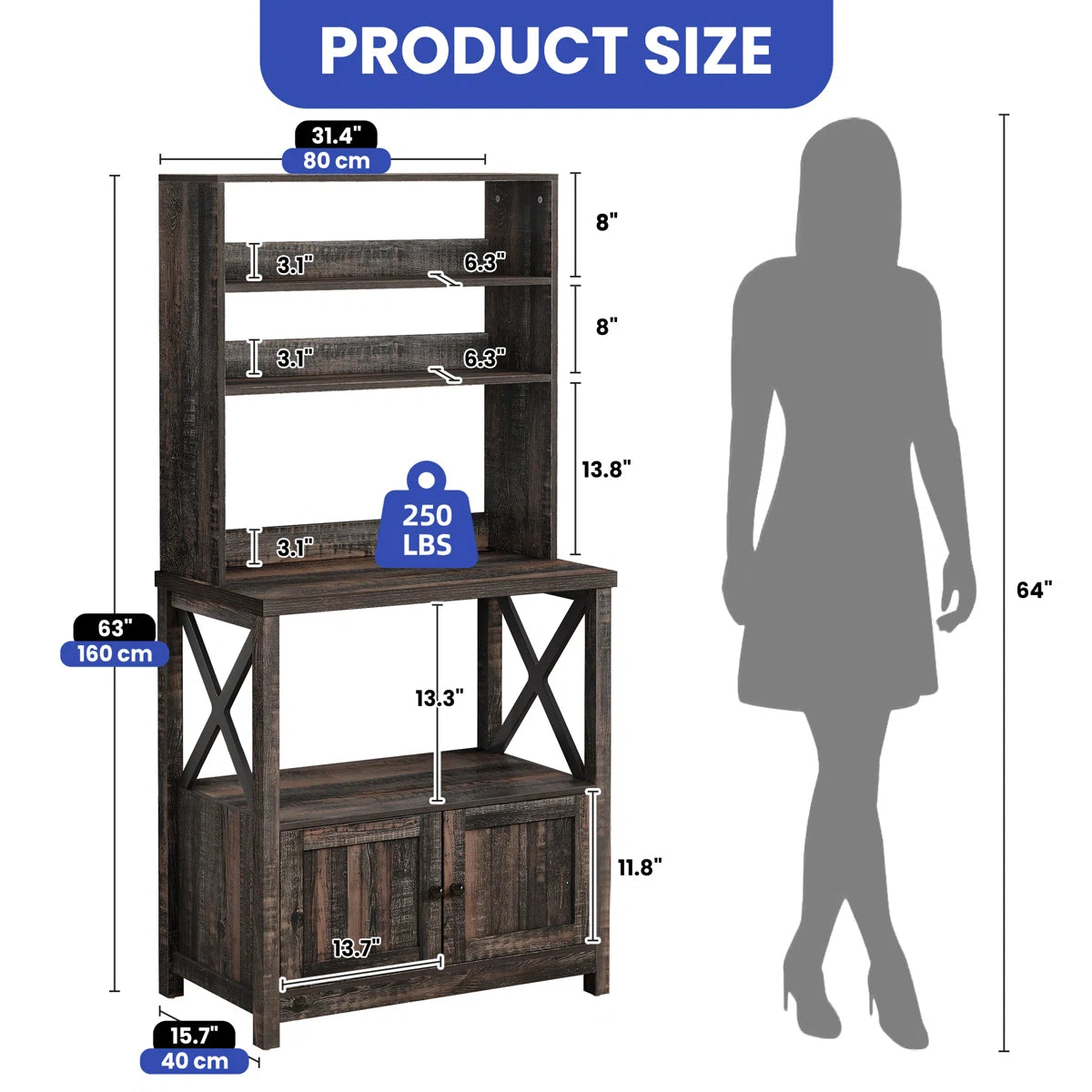 Kitchen Racks: 31.4'' Wooden Baker's Rack Suitable for Microwaves