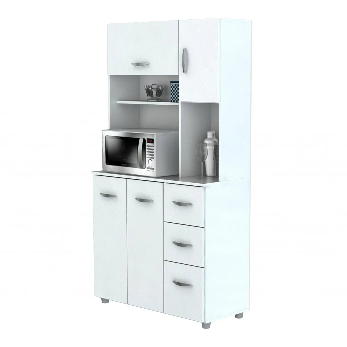 Microwave Stands: 66.1'' Kitchen Pantry Cabinet – Freestanding Microwave Stand with Storage Shelves & Cabinets