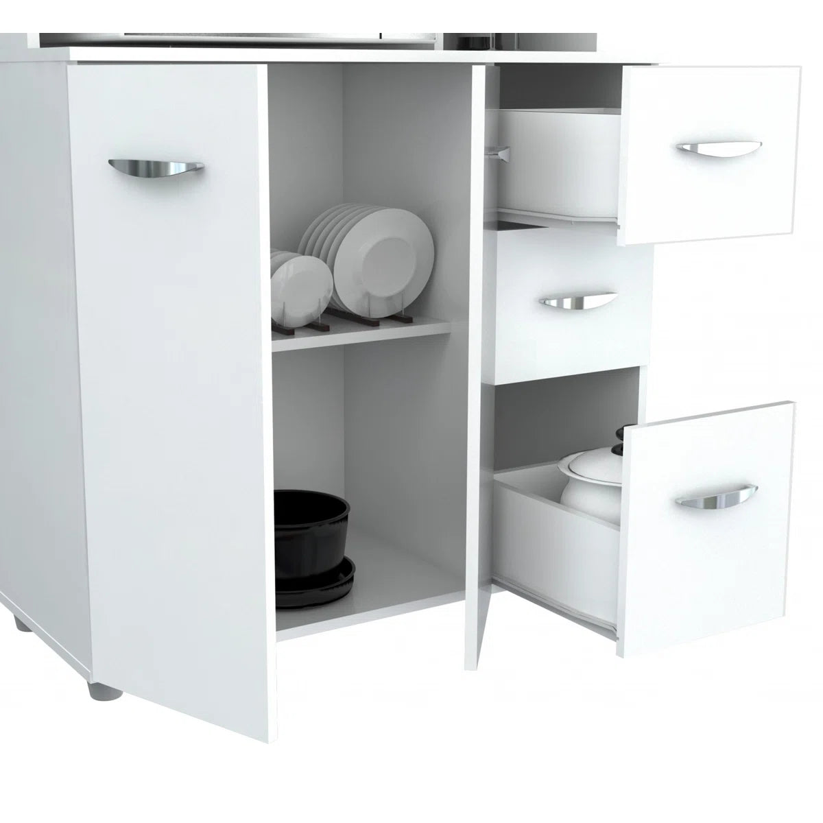 Microwave Stands: 66.1'' Kitchen Pantry Cabinet – Freestanding Microwave Stand with Storage Shelves & Cabinets