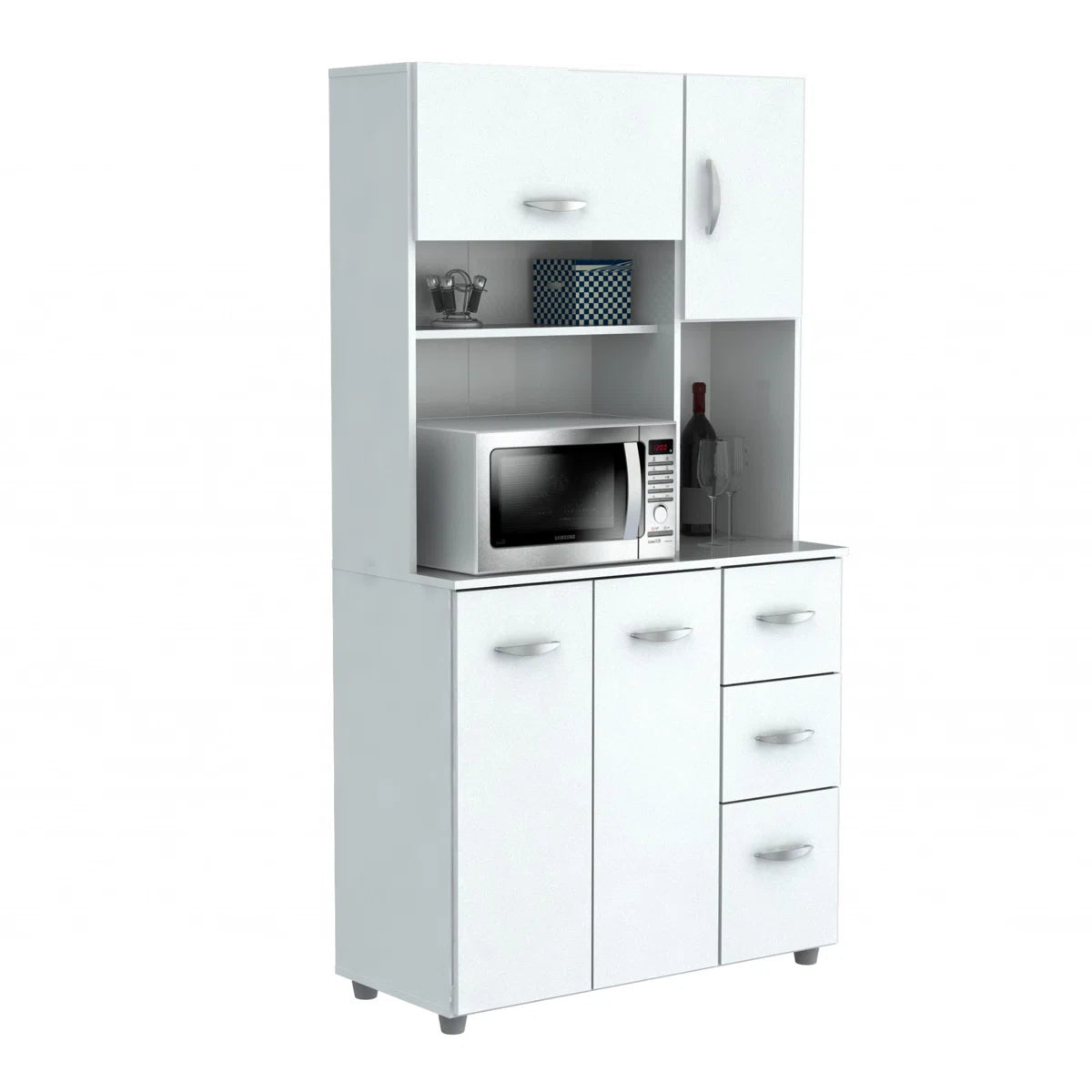 Microwave Stands: 66.1'' Kitchen Pantry Cabinet – Freestanding Microwave Stand with Storage Shelves & Cabinets