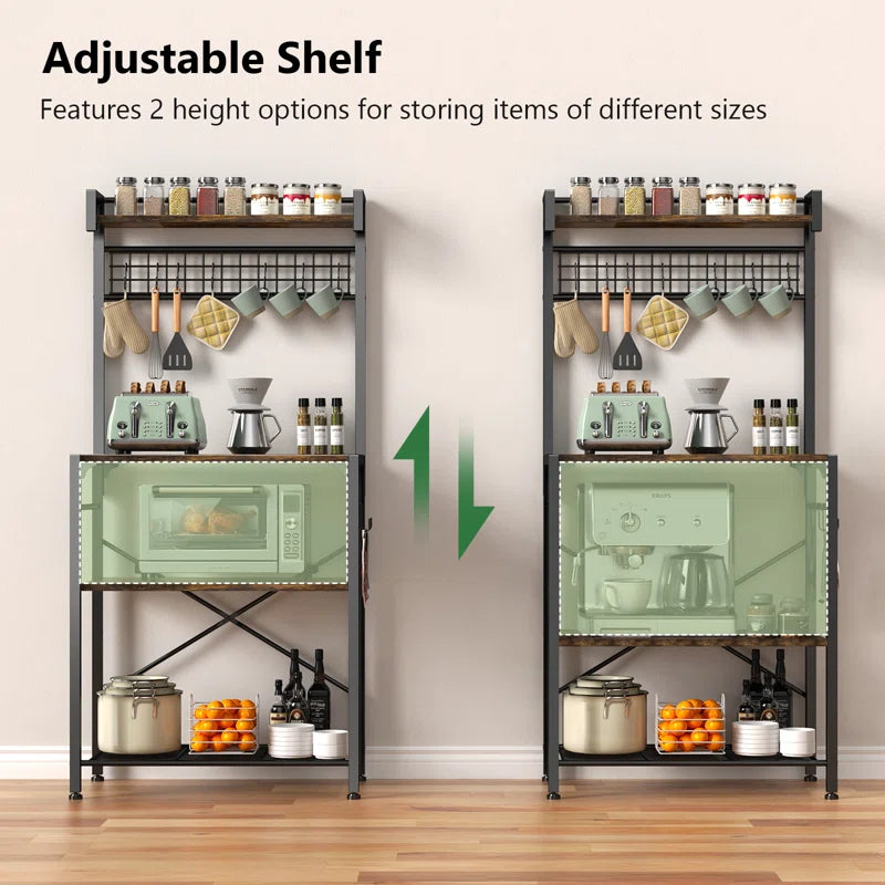 Kitchen Racks: 21.65'' Compact Industrial-Style Kitchen Rack with Microwave and Storage