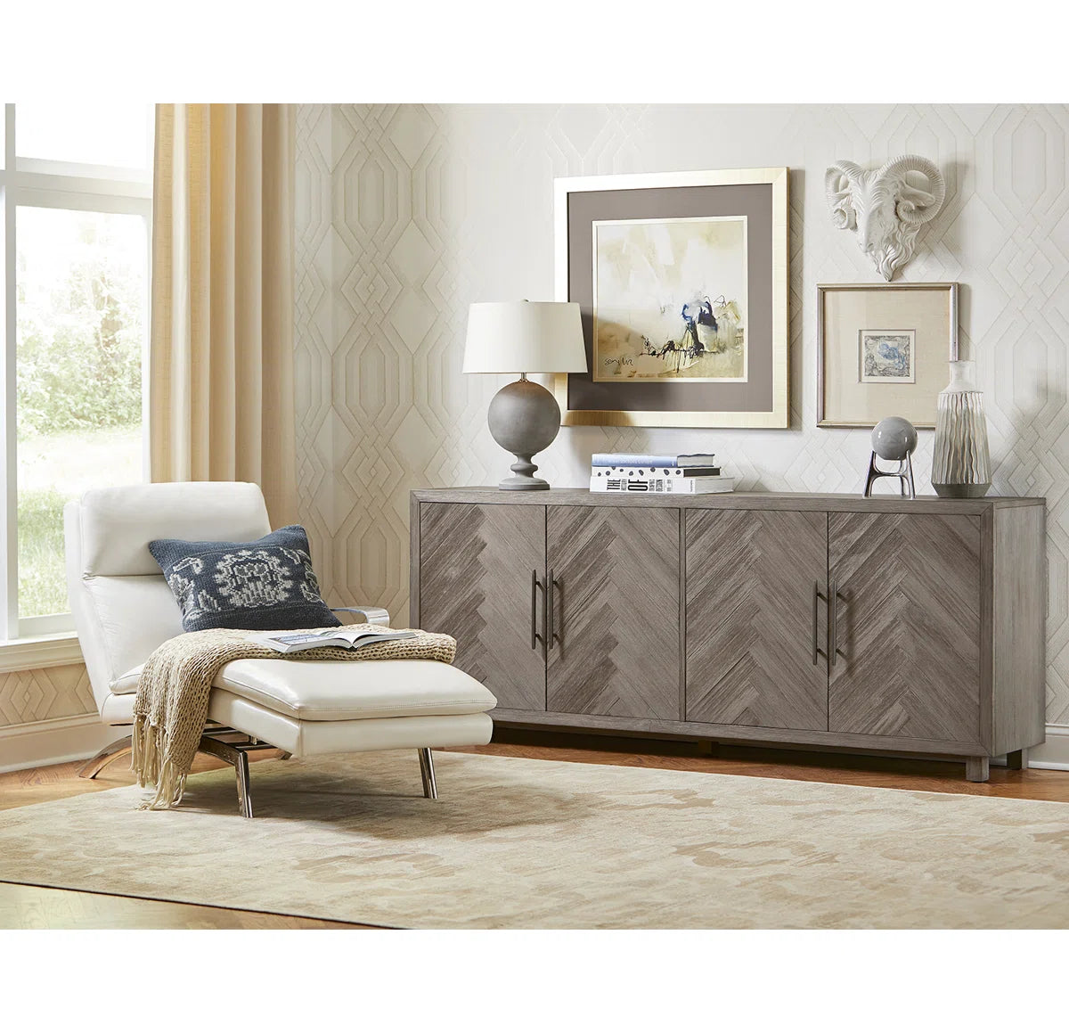 tv panel: Modern tv panel fits up to 85" screens, with storage and shelves