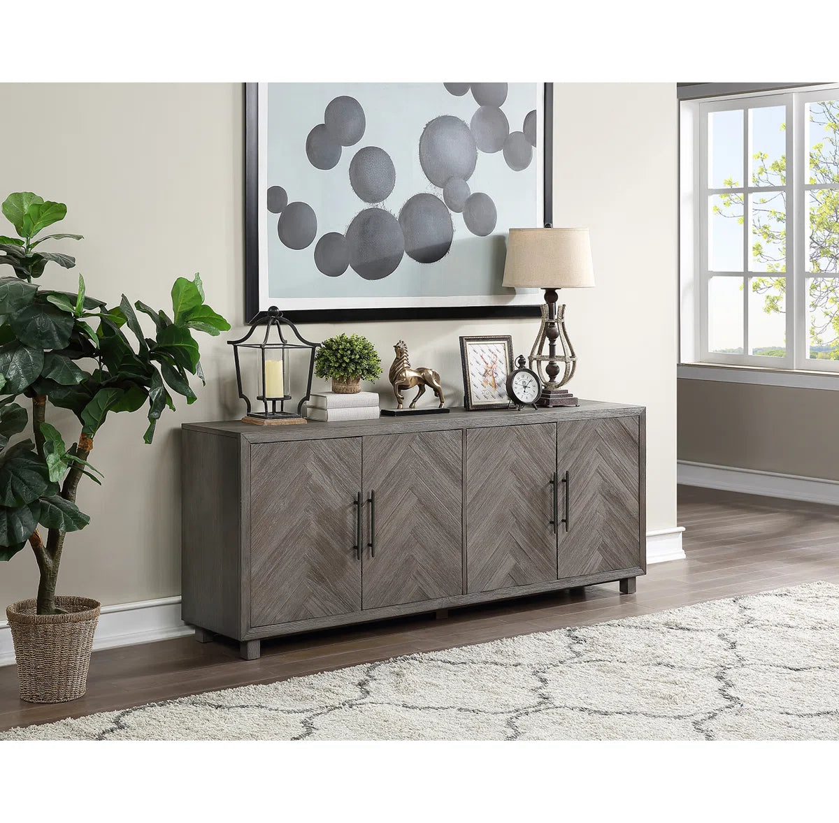 tv panel: Modern tv panel fits up to 85" screens, with storage and shelves