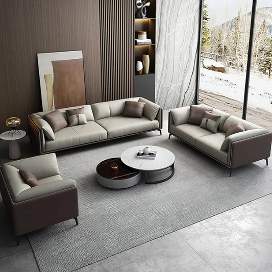 7 Seater Sofa Set:  3-Piece Faux Leather Living Room Furniture for Stylish Interiors