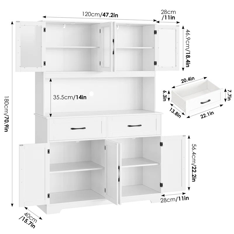 Microwave Stands :70.2" Pantry Cabinet with Microwave Hutch