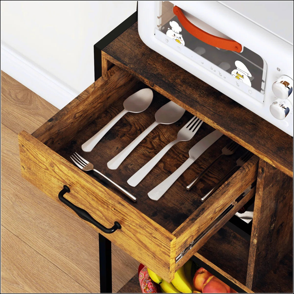 Kitchen Rack: LED Lights with Power Outlet on Baker's Rack