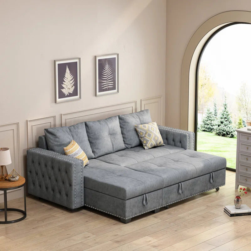 L Shape Sofa Cum Bed: 90.5'' Upholstered Sofa Bed