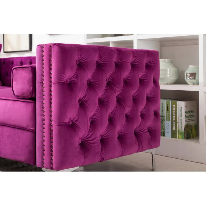 L Shape Sofa Set: 104" Wide Velvet Reversible Modular Sofa