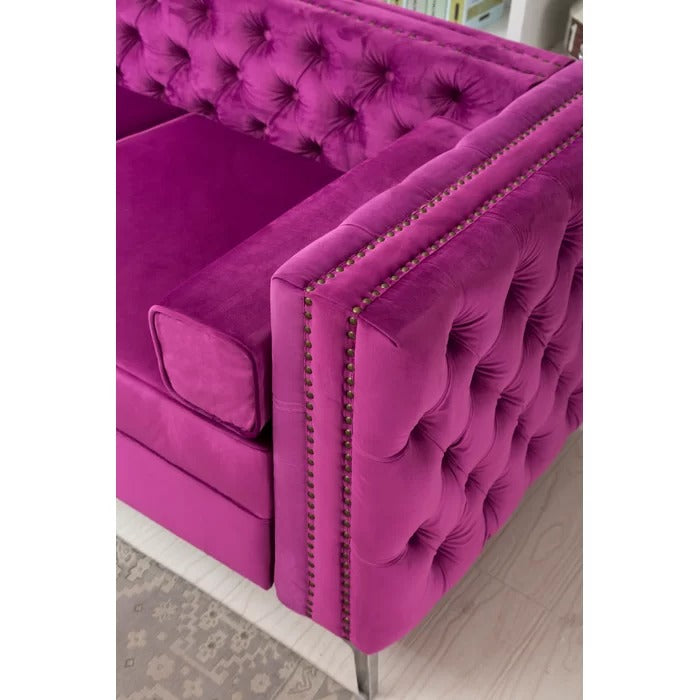 L Shape Sofa Set: 104" Wide Velvet Reversible Modular Sofa