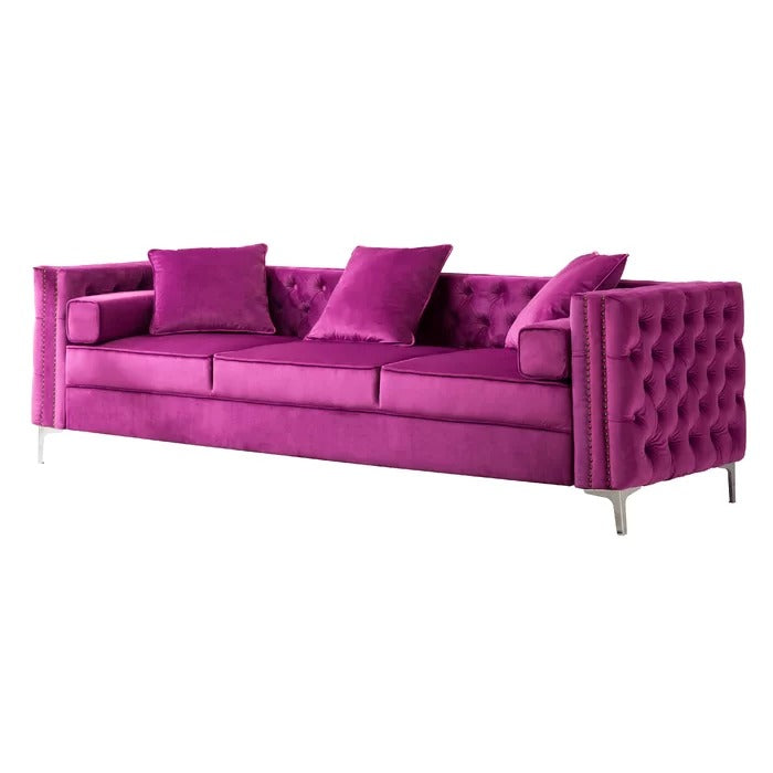 L Shape Sofa Set: 104" Wide Velvet Reversible Modular Sofa