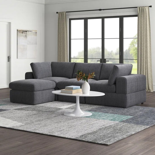 L Shape Sofa Set: 4-Piece Modular Sectional Sofa