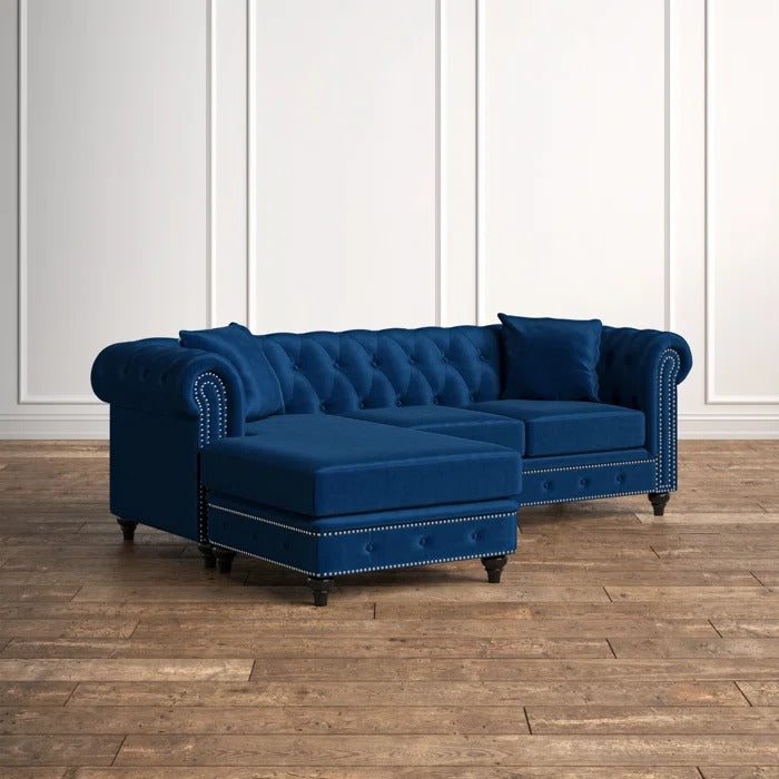 L Shape Sofa Set: Chesterfield-Inspired Design