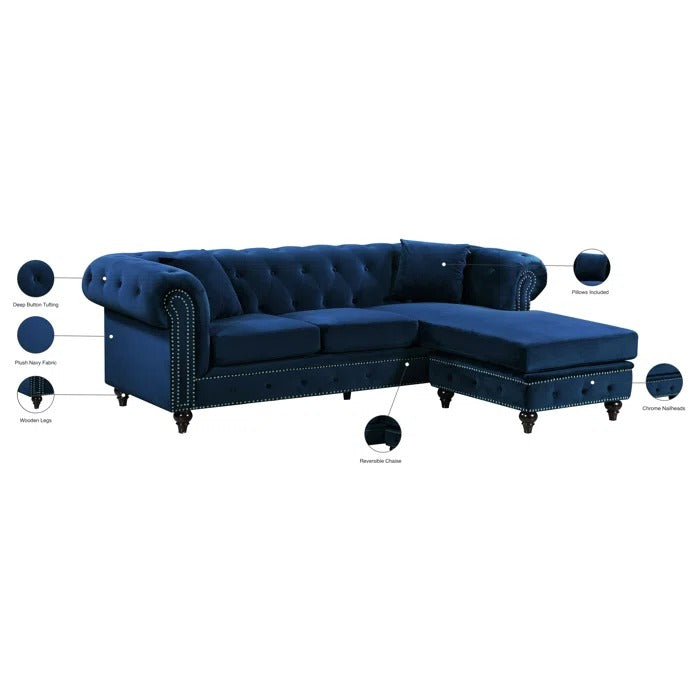 L Shape Sofa Set: Chesterfield-Inspired Design
