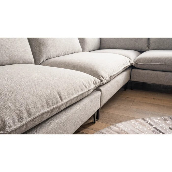 L Shape Sofa Set: Family-Friendly Fabric & Comfortable Sofa
