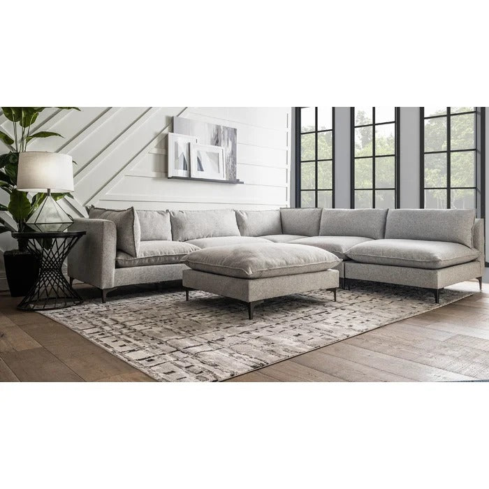 L Shape Sofa Set: Family-Friendly Fabric & Comfortable Sofa