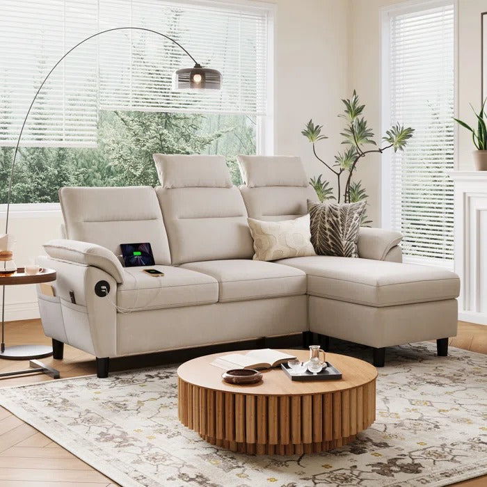 L Shape Sofa Set: L-Shaped 3-Seat Couch