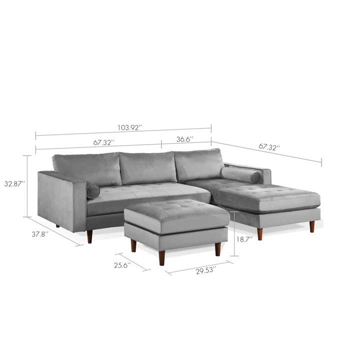 L Shape Sofa Set: Reversible Sofa & Chaise with Ottoman