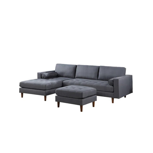 L Shape Sofa Set: Reversible Sofa & Chaise with Ottoman