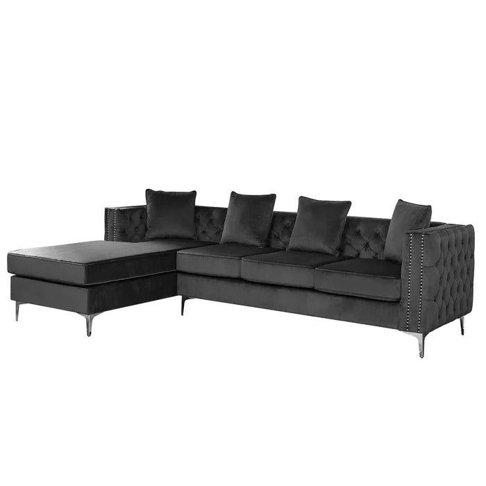L Shape Sofa Set: Solid Wood Frame