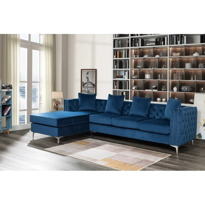 L Shape Sofa Set: Solid Wood Frame