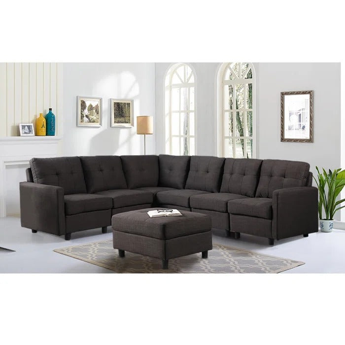 L Shape ofa Set: Modular Sofa & Chaise with Ottoman
