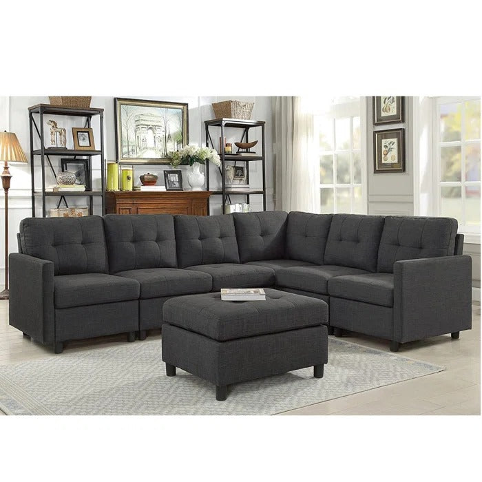 L Shape ofa Set: Modular Sofa & Chaise with Ottoman