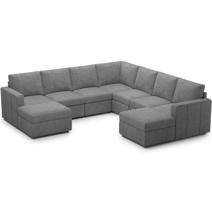 7 Seater Sofa Set: L-Shaped 107” Wide Modular Sectional Couch