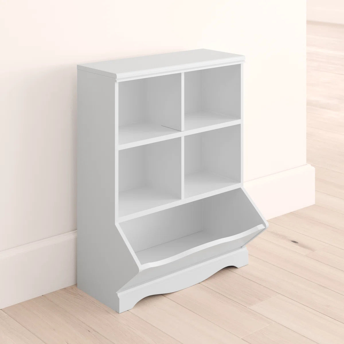 Kids Toy Storage Unit: Classic Wooden Organiser with Cubbies and Bin