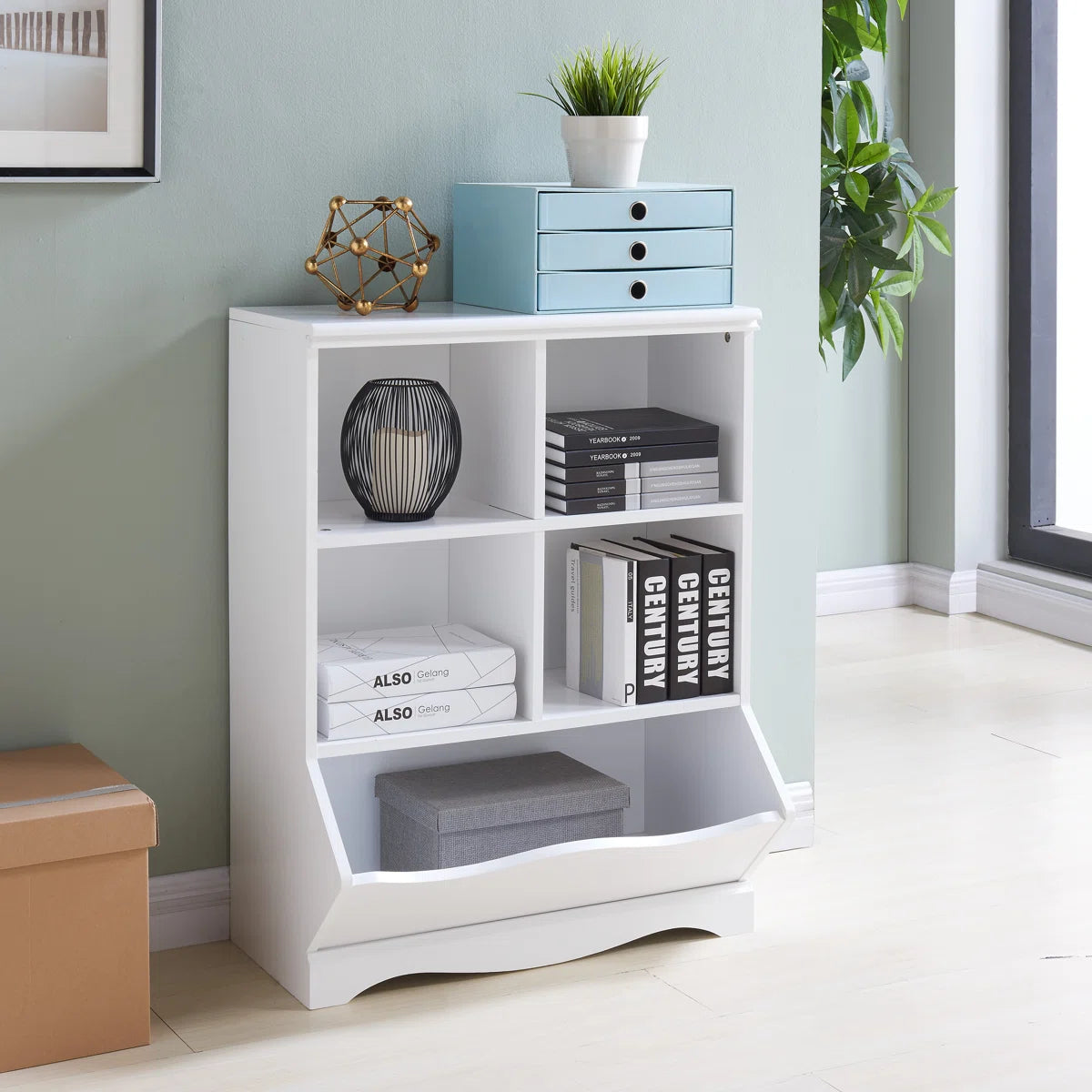 Kids Toy Storage Unit: Classic Wooden Organiser with Cubbies and Bin