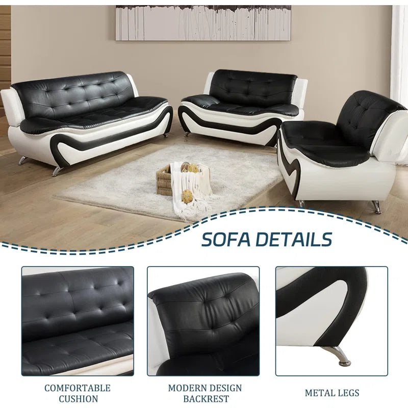 Luxury Sofa Sets: 3-Piece Two-Tone Faux Leather Sofa, Loveseat & Chair Set
