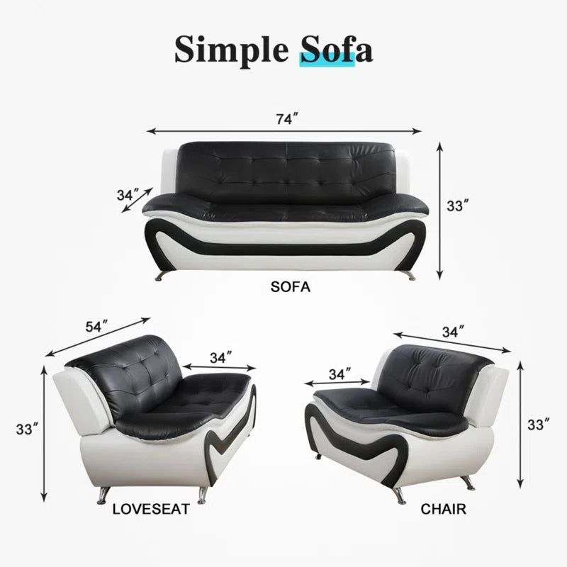 Luxury Sofa Sets: 3-Piece Two-Tone Faux Leather Sofa, Loveseat & Chair Set
