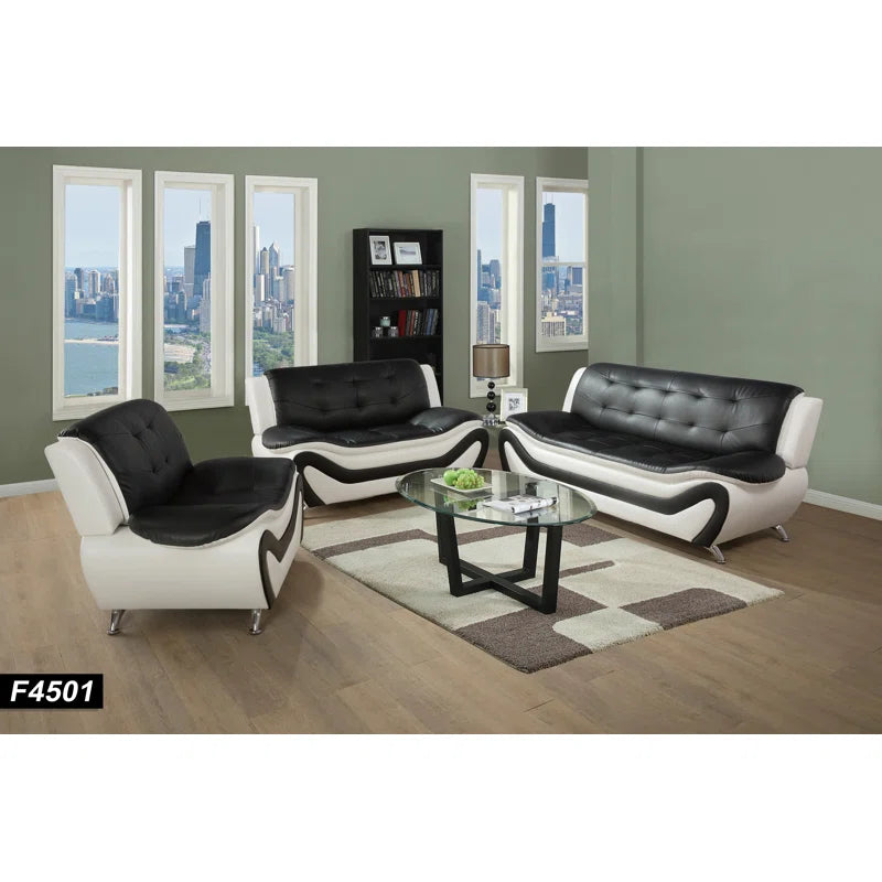 Luxury Sofa Sets: 3-Piece Two-Tone Faux Leather Sofa, Loveseat & Chair Set