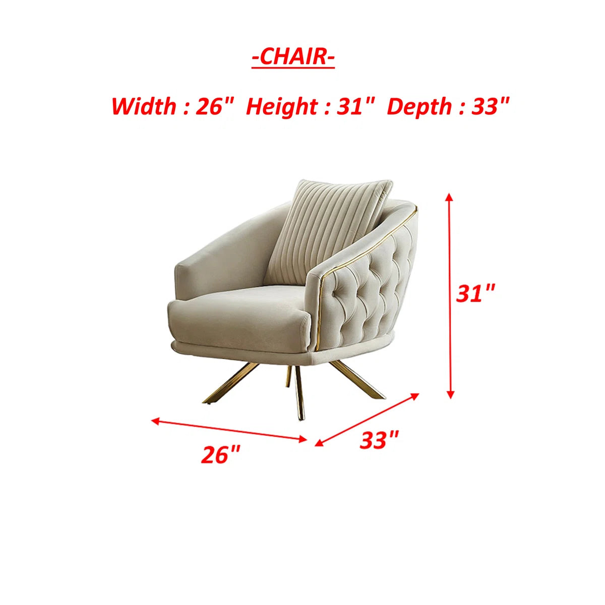 Luxury Sofa Sets: 4-Piece Velvet Sofa & Chair Set with Tufted Design and Gold Legs