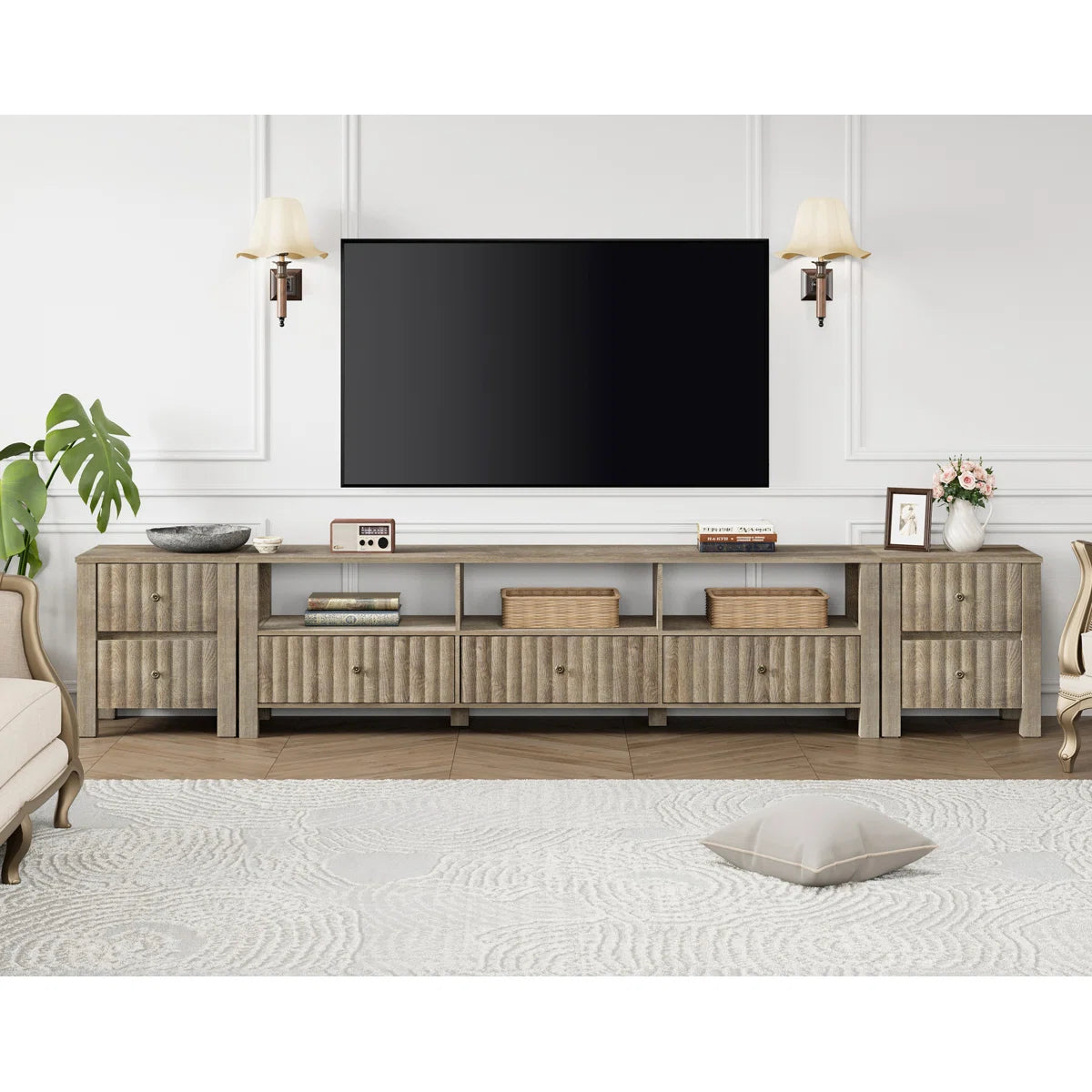 tv panel: 70'' Wide Storage Credenza Set of 3 for Organization