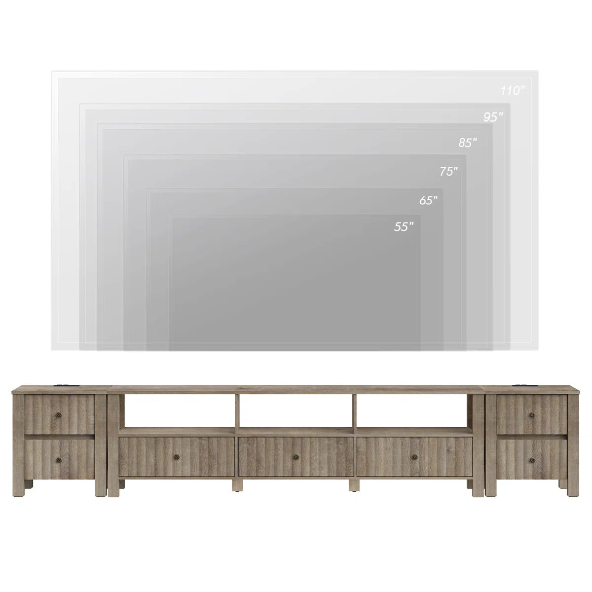 tv panel: 70'' Wide Storage Credenza Set of 3 for Organization