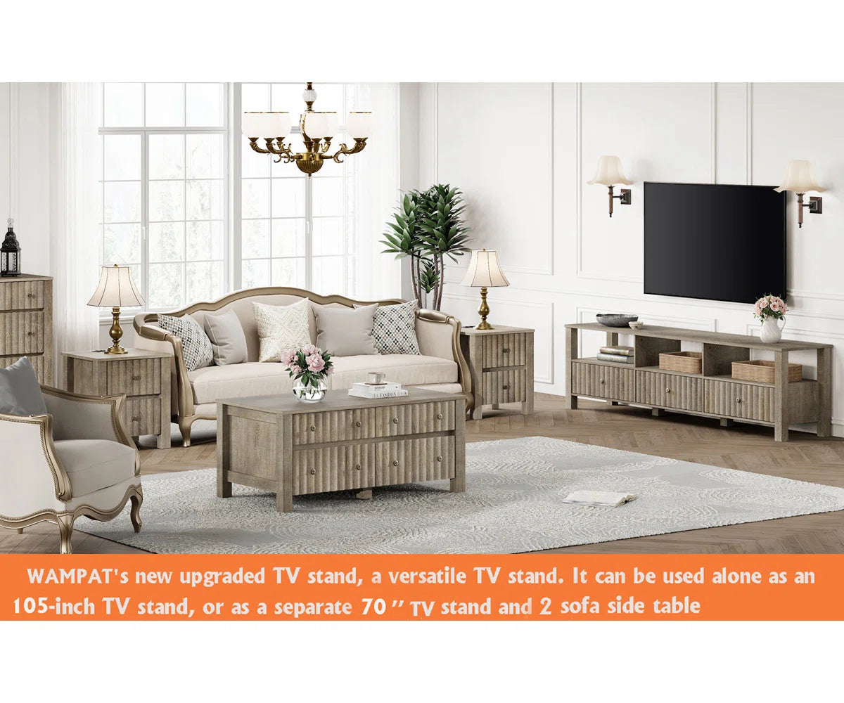 tv panel: 70'' Wide Storage Credenza Set of 3 for Organization