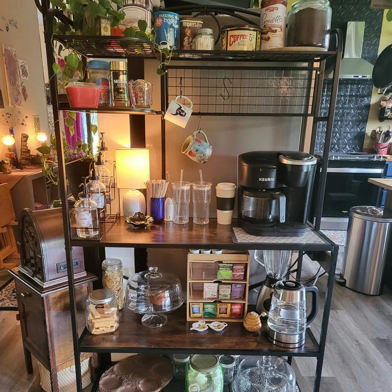 Kitchen Racks: 5 Tier Storage Shelf for Microwave Stand with S-Shaped Hooks