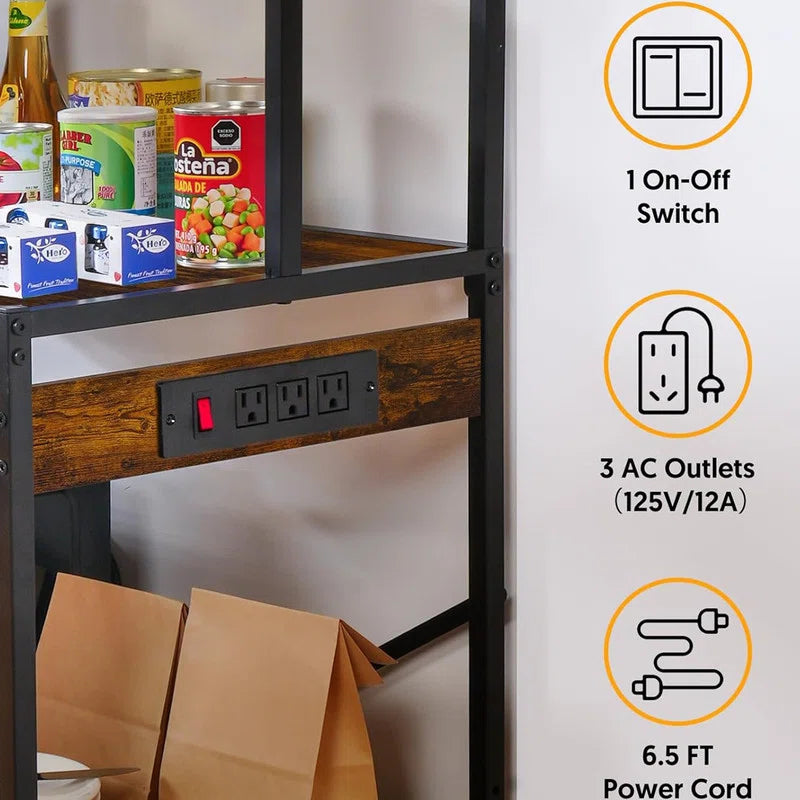 Kitchen Racks: 5 Tier Storage Shelf for Microwave Stand with S-Shaped Hooks